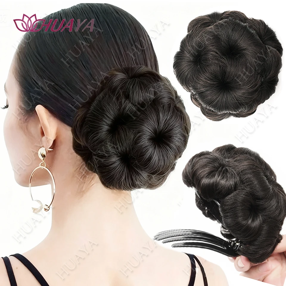 

4-дюймовый синтетический зажим для волос, пучок для ленивых волос, парик, женский парик с завязкой на шее, голова с фрикадельками, термостойкий пучок, аксессуары для волос