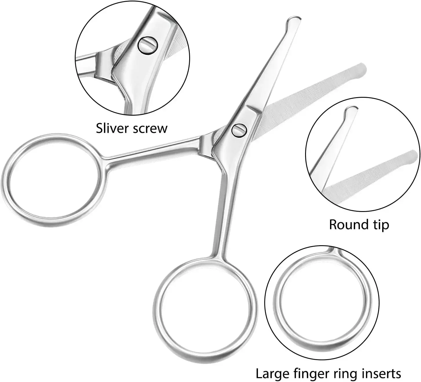 1pc Premium Stainless Steel Small Scissors Multi-Purpose Round Head Design for Nose Hair, Eyebrows, and Beauty Grooming tools