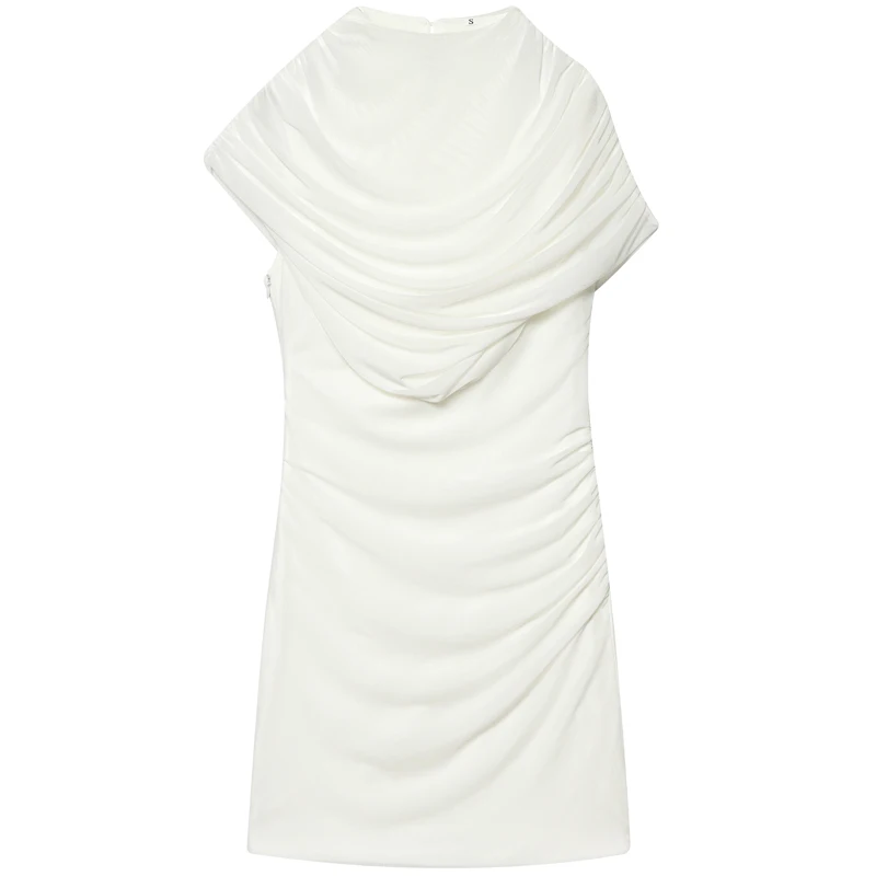 HXAO Mini witte ruches jurk damesjurken zomer 2026 elegante feestjurken chique korset gelaagde mouwloze patchwork vestidos