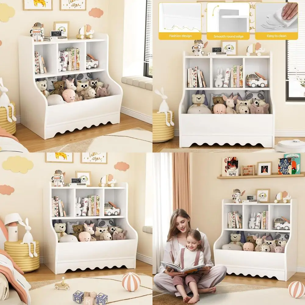 

Wooden 4-Cubby Kids' Book and Toy Organizer for Playroom Storage