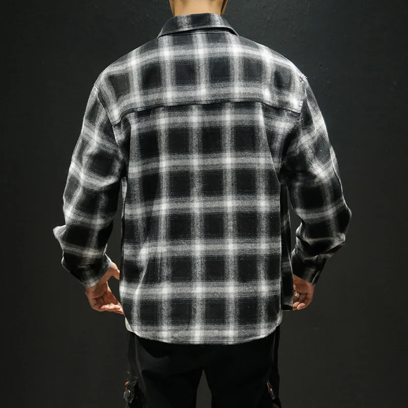 2022 Spring Autumn New Winter High Quality Casual Plaid Men's Loose Streetwear Long-sleeved Shirt Retro Flannel Plaid Shirts Men