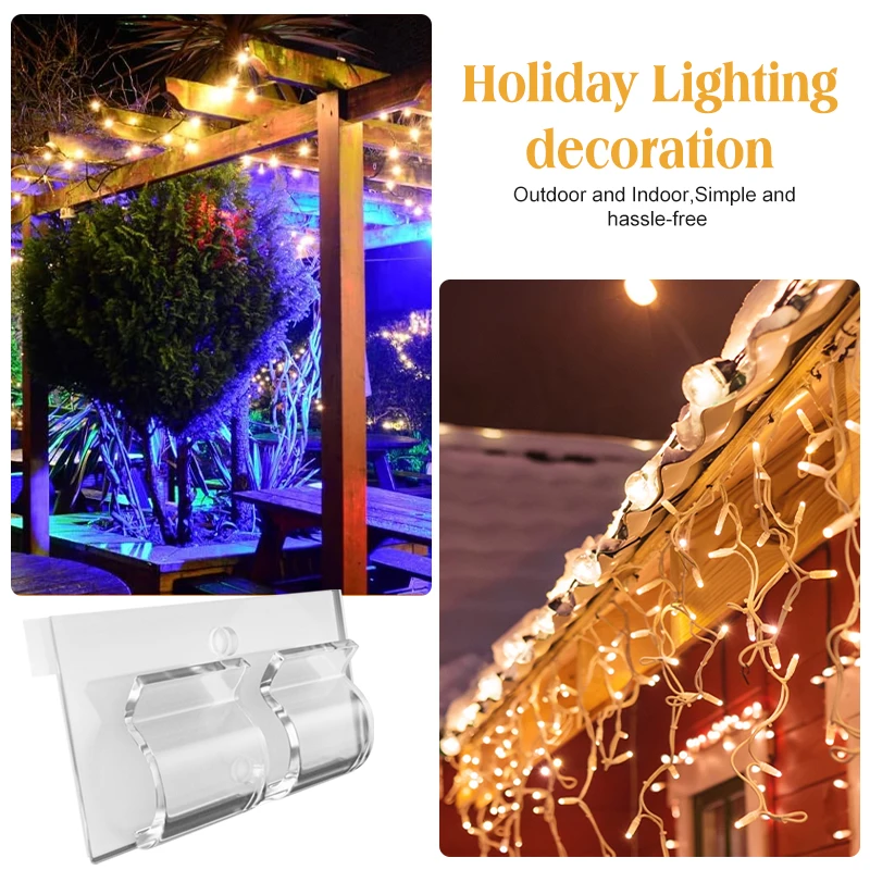 50/100PCS Hook for Outdoor String Light Clip Christmas String Light Cable Clip Adhesive Strip for Hanging Light Rope Organizer