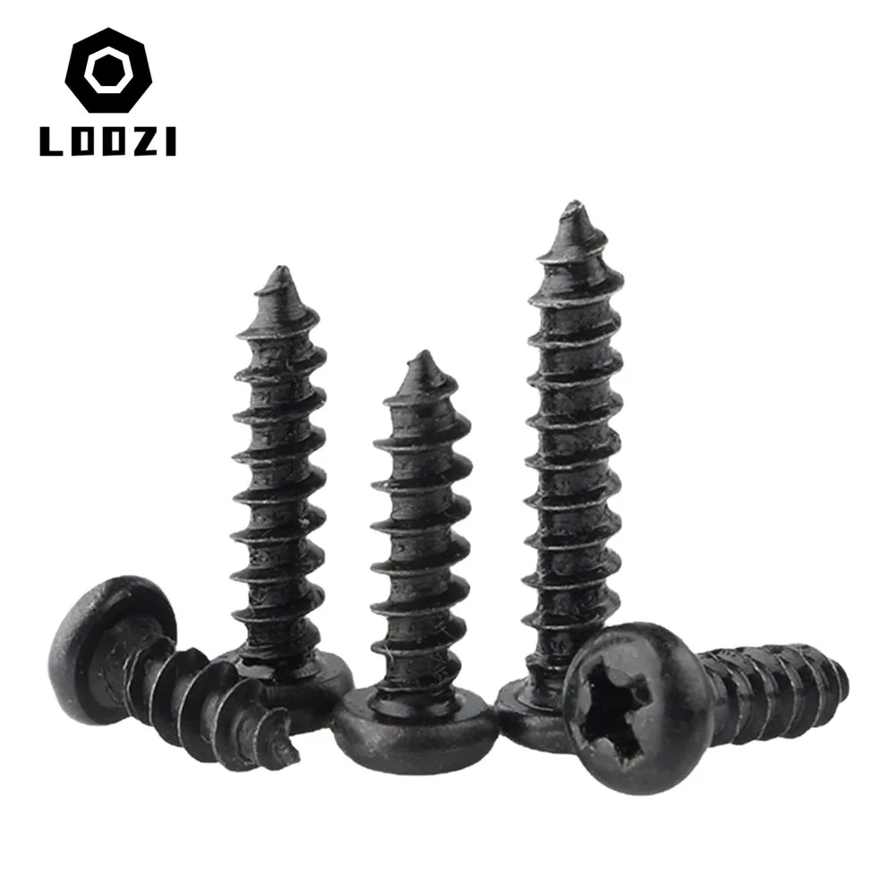 Selbstschneidende Holzschraube M1 M1,2 M1,4 M1,7 M2 M2,3 M2,6 M3 M3,5 M4 Schwarz Mini Micro Cross Phillips Round Pan Head Brillenschrauben – Detail 3