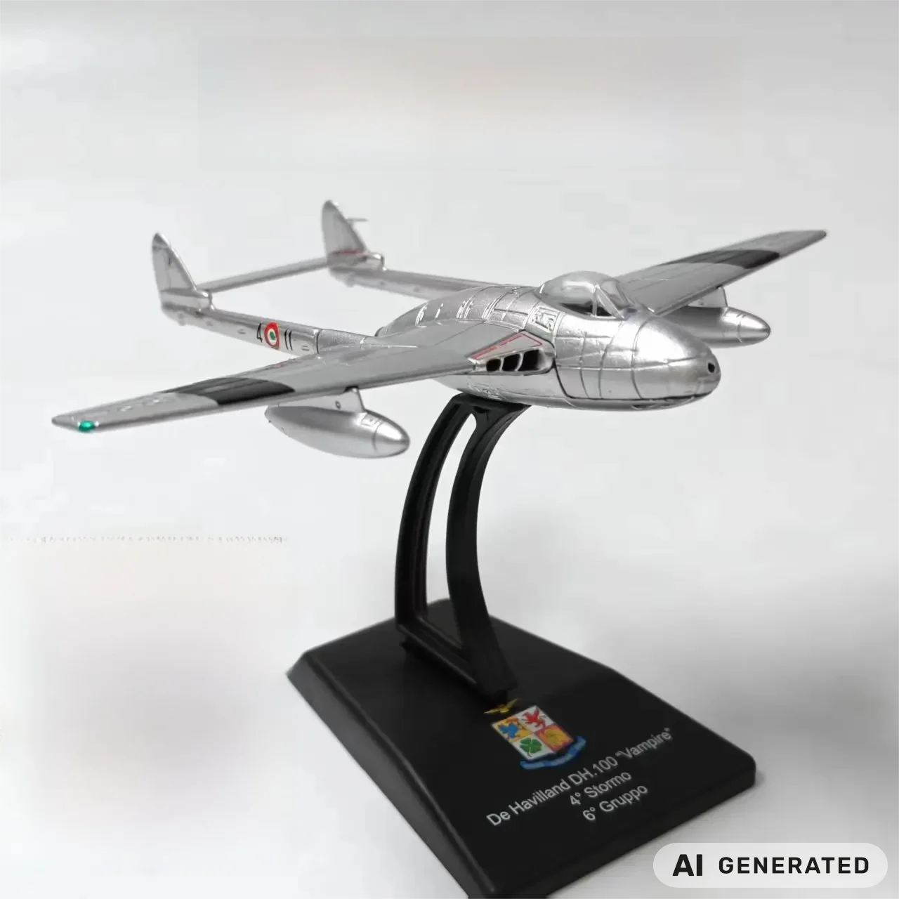 1:100 Scale DH.100 Vampire Fighter Jet Simulation Alloy Airplane Models Diecast Aircraft Static Finished Collection Ornaments