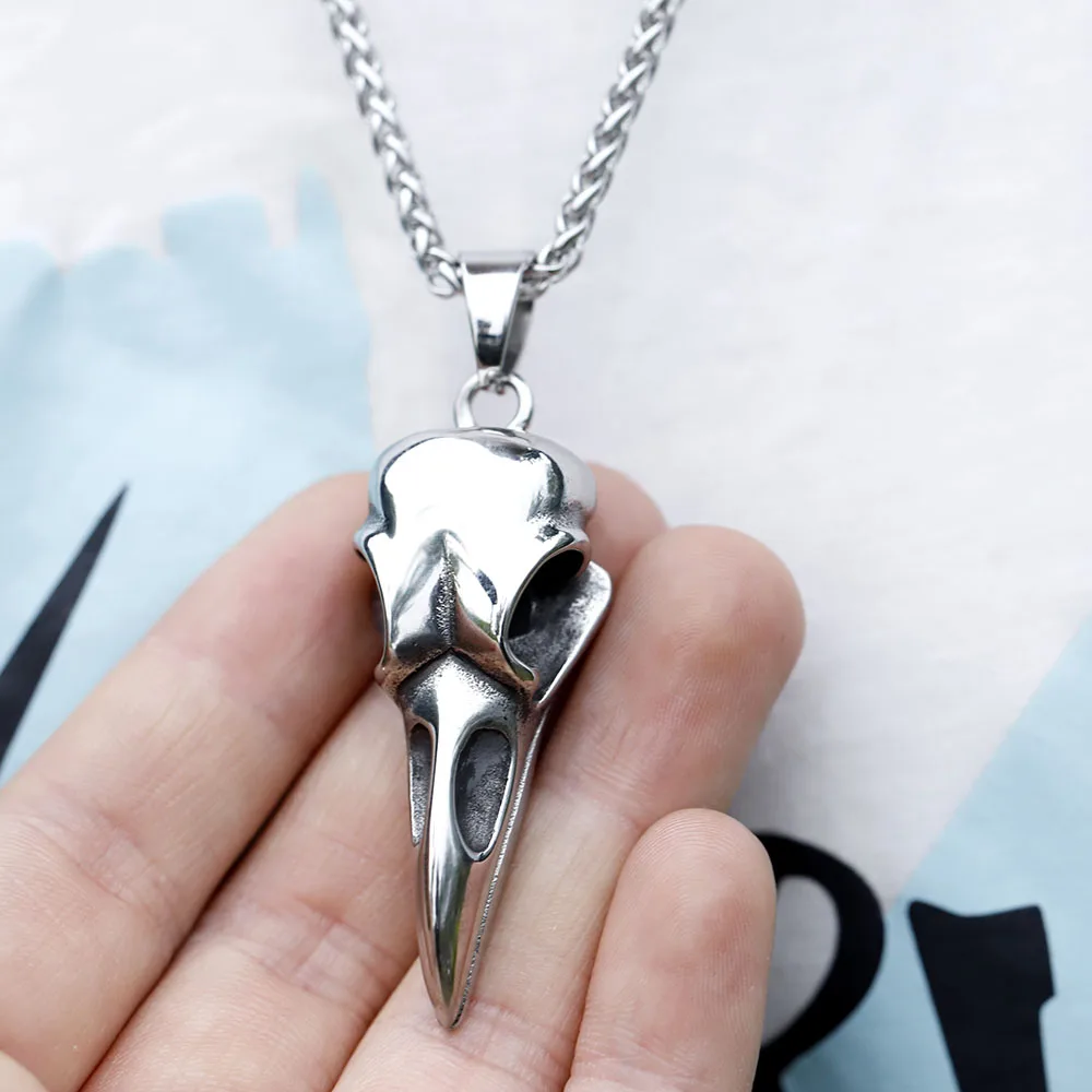 2022 NEW Men\'s 316L stainless-steel Vintage Odin Norse Viking Amulet Crow head Pendant Necklace Jewelry Gift free shipping