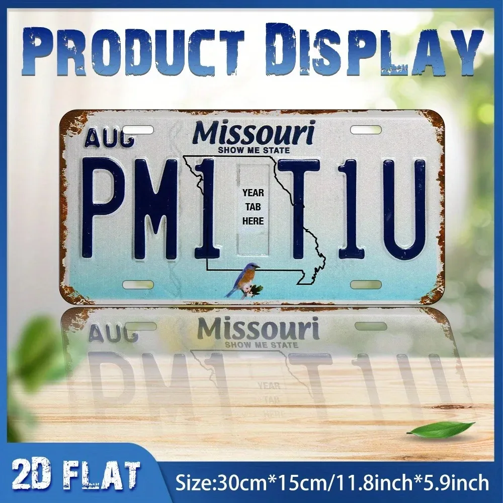 2D Flat Retro Missouri Blue Bird Aluminum Sign 30x15cm Distressed Wildlife Home Bar Wall Decor Plaque
