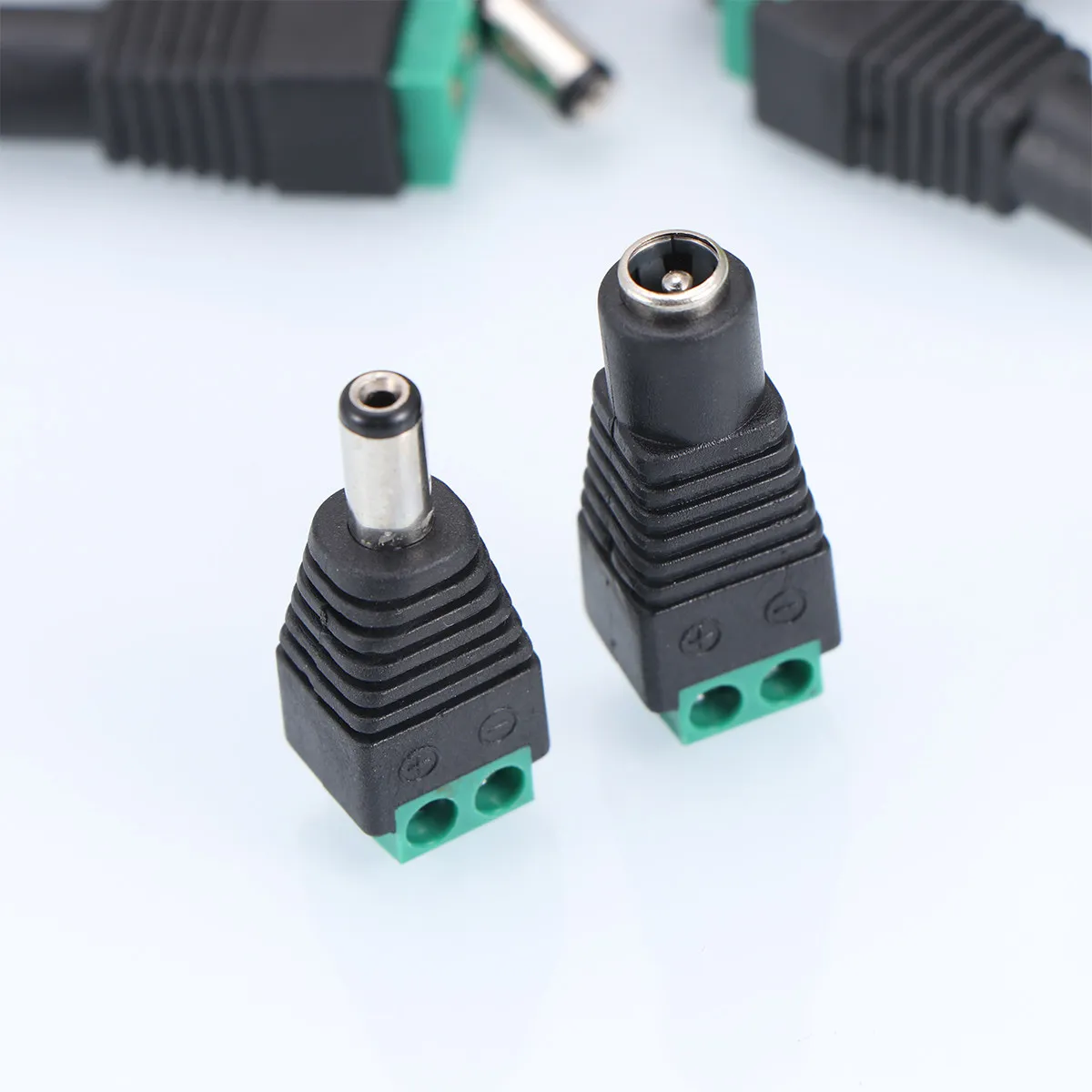 10Pairs 2.1x5.5mm Dc Power Plug Adapter Kit Male and Female Connectors Screw Terminal Compatible No Crimping Splicing for LED
