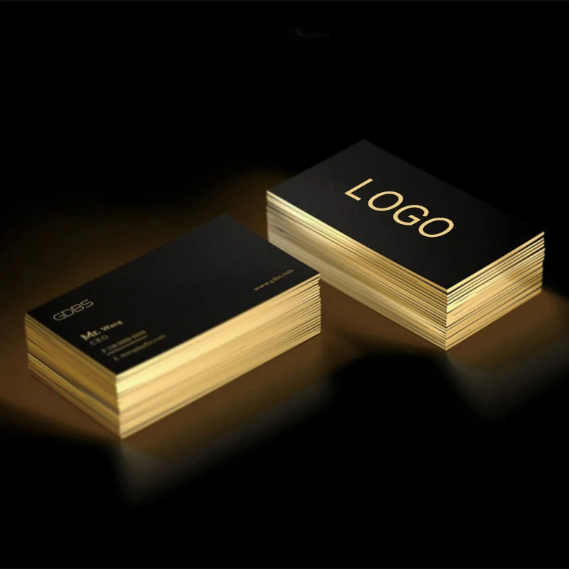 100PCS Customized Business Card High-end Gold foil Double-sided Printing Business Card  Paper 90*54MM