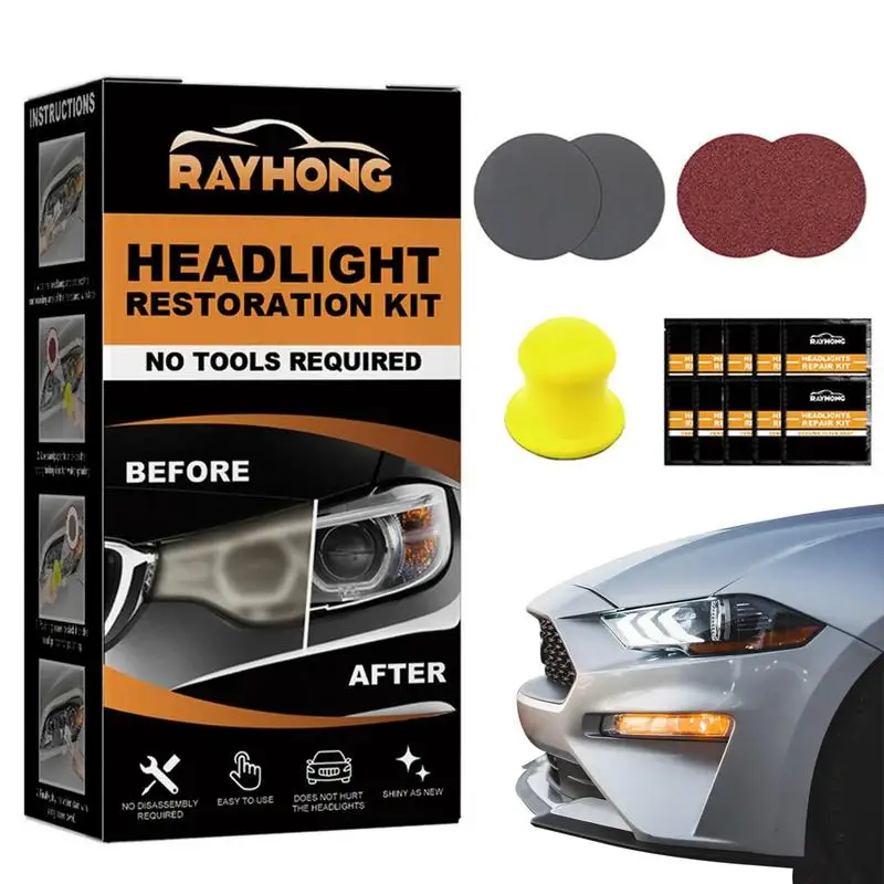 

Headlight Cleaner And Restorer Kit Ceramic Headlight Polisher Ceramic Headlight Restore Kit Easy To Repair Total 15 Pcs For