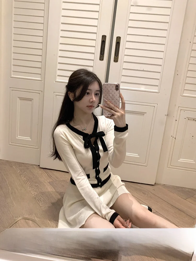 

Вязаный свитер Scarlett в винтажном стиле с цветными блоками и поясом для девочек, шерстяной топ с длинными рукавами и круглым вырезом, весенний, для повседневной носки