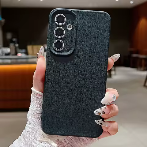 Leather Texture Silicone Case For Samsung Galaxy S23 S22 S24 S25 Ultra Edge S21 FE A34 A52 A54 5G A15 A35 A55 A16 A36 A56 Cover
