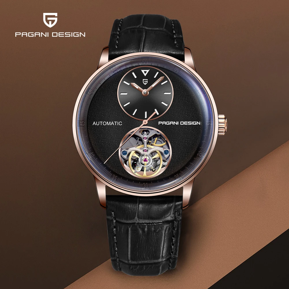 PAGANI DESIGN Men's Watches For Man Tourbillon Mechanical Wristwatches Automatic Watch Men Gold Luxury Sapphire Mirror Leather