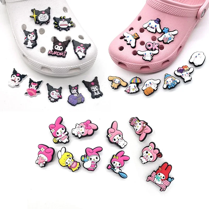 Kawaii DIY Shoe Decorations Sets Kawaii Kuromi Cinnamoroll My Melody Silicone Shoe Buckle Slipper Sandal Croc Shoe Accessorie