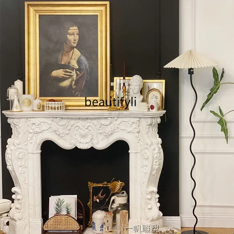 

A88 French Mantel Decorative Cabinet Marble Mantel French Carved Mantel Living Room,
