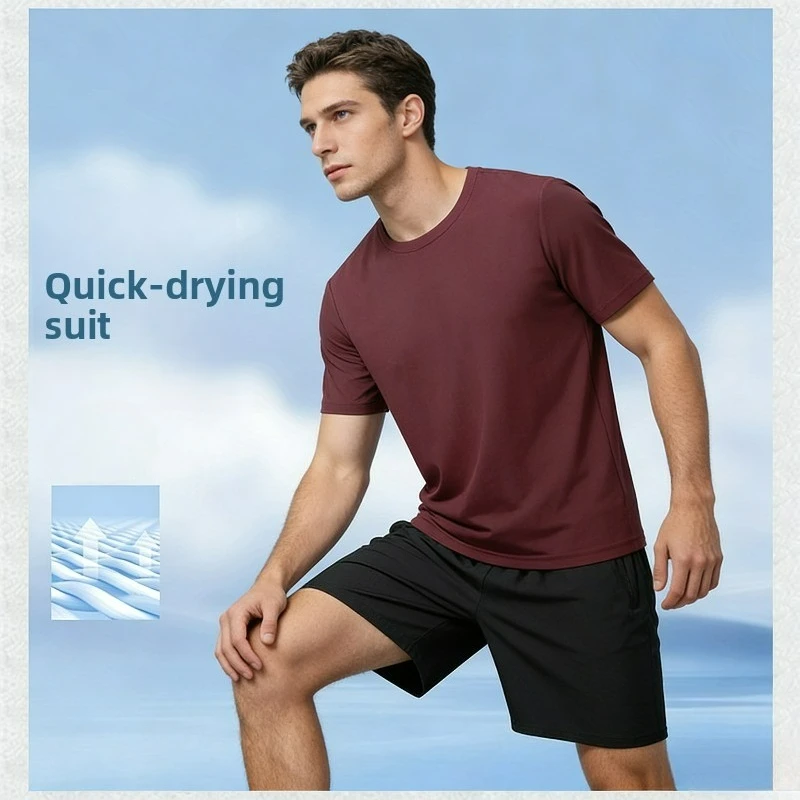 

2026 High Quality Sport Suits Men Summer Thin Quick Drying T-Shirts Shorts Man's Set Fitness Running Suit Two-pieceTracksuit