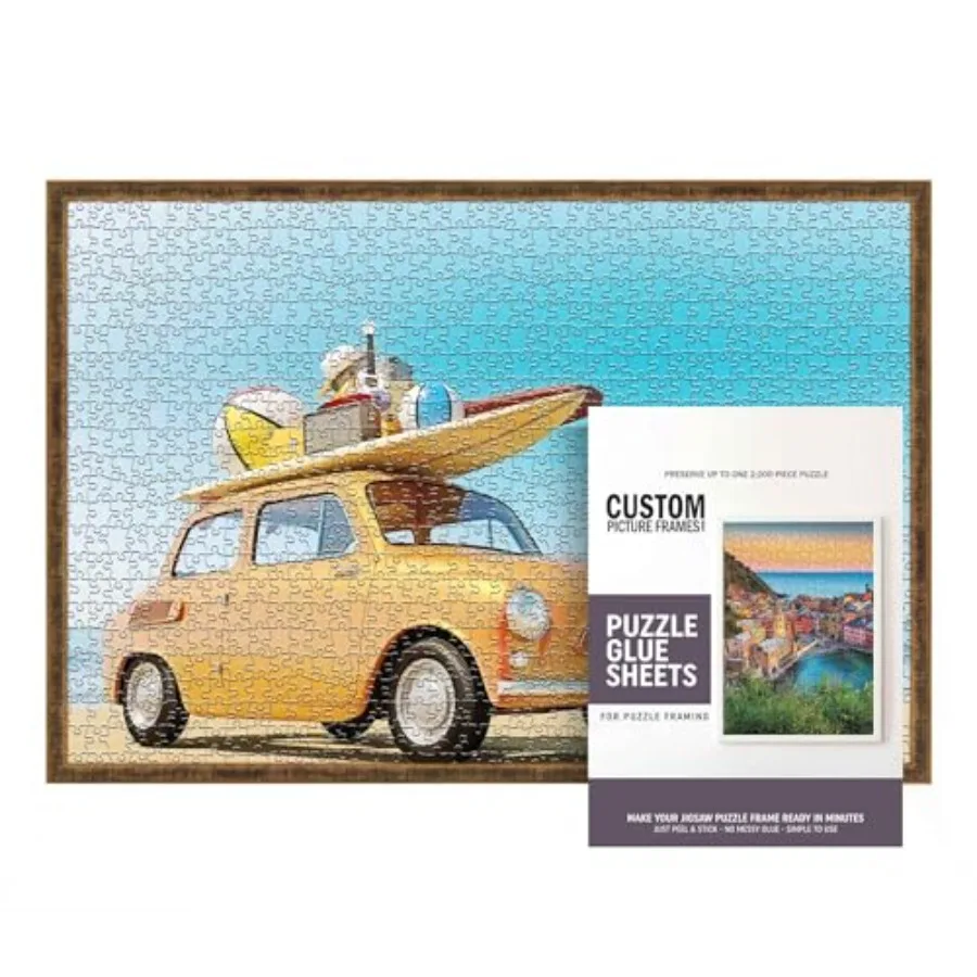 

26.5x38.5 Frame Gold Wood Picture Frame Set with Peel and Stick Puzzle Glue Sheets Interior Depth 0.5 Inches Rustic Puzzle Fram
