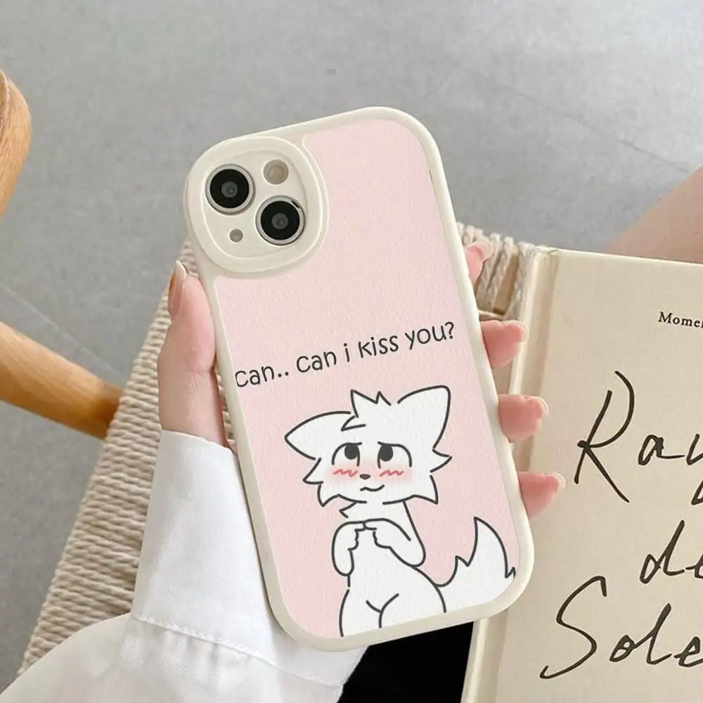 Boykisser Silly Cartoon Leather Phone Case For IPhone 16 16e 15 14 13 12 11 Pro Max Plus Mini Cover