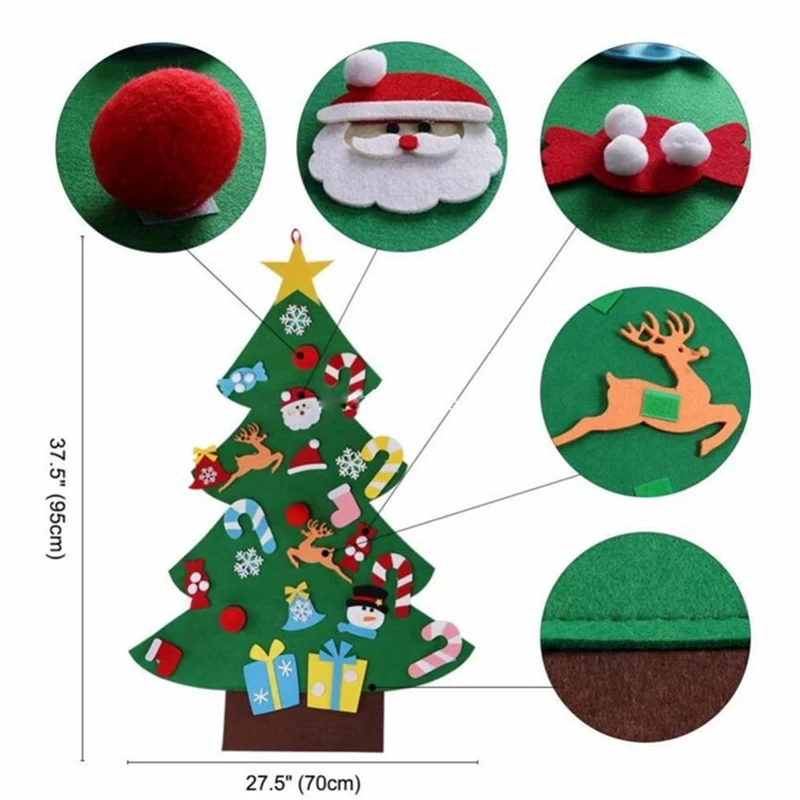 Kids DIY Christmas Tree Toys Kit Montessori Toy Handmade Felt Christmas Tree Craft Diy Set Christmas Children Gift New Year Gift