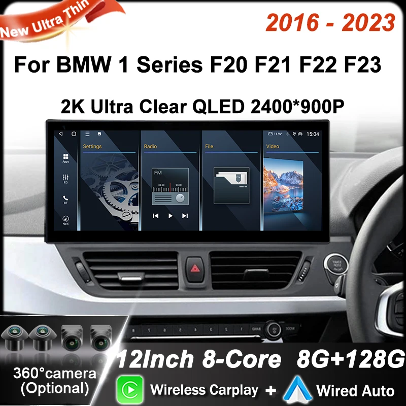 Автомобильная стереосистема ATOTO 12,3 дюйма, Android14, большой экран для BMW 1 серии F20 F21 F22 F23 2016 2019 2020 2021 2022 2023 NBT EVO, беспроводной Carplay с правым рулем