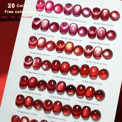 Red Cat Eye Gel-Nagellack mit Display, Nagel-UV-Glitzer-Gel-Lack, Soak Off Gelpolish Gel Nail Art Lacque Primer Nail Salon