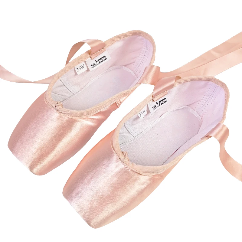 Professional Pink Satin Ballet Shoes for Girls, Pointe Toe, Pointe, Silk Ribbon, Toe Pad, New