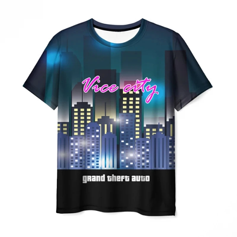 Grand Theft Auto Vice City 3D Print O-Neck T-shirt Men Fashion Casual Short Sleeve Oversized Hip-hop Harajuku Unisex Clothing