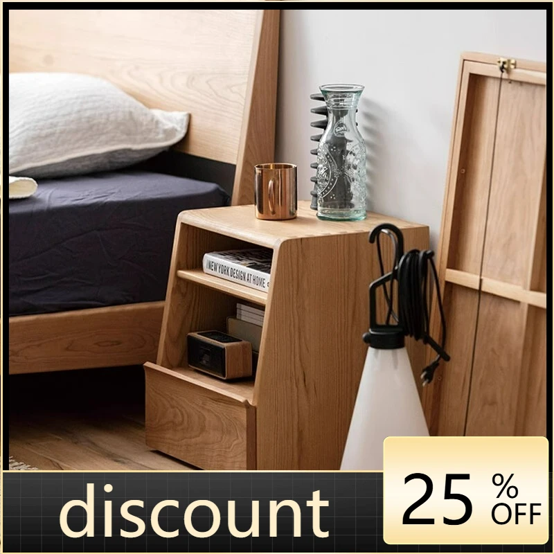 LTT bedside table Solid wood furniture Cherry log Nordic style Original simple wabi sabi bedside table