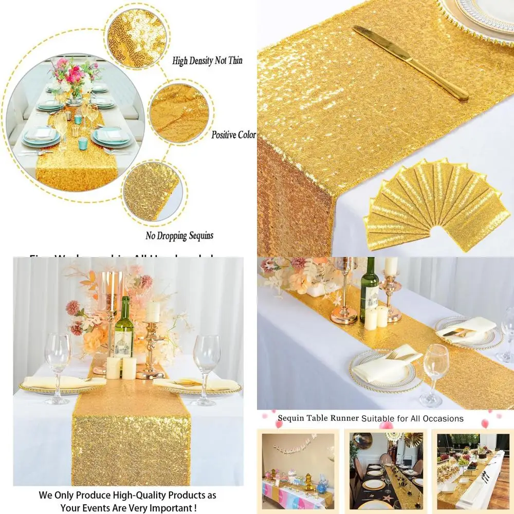 

Gold Sequin Table Runners, 12x108 Inches, for Weddings, Parties, and Holiday Events