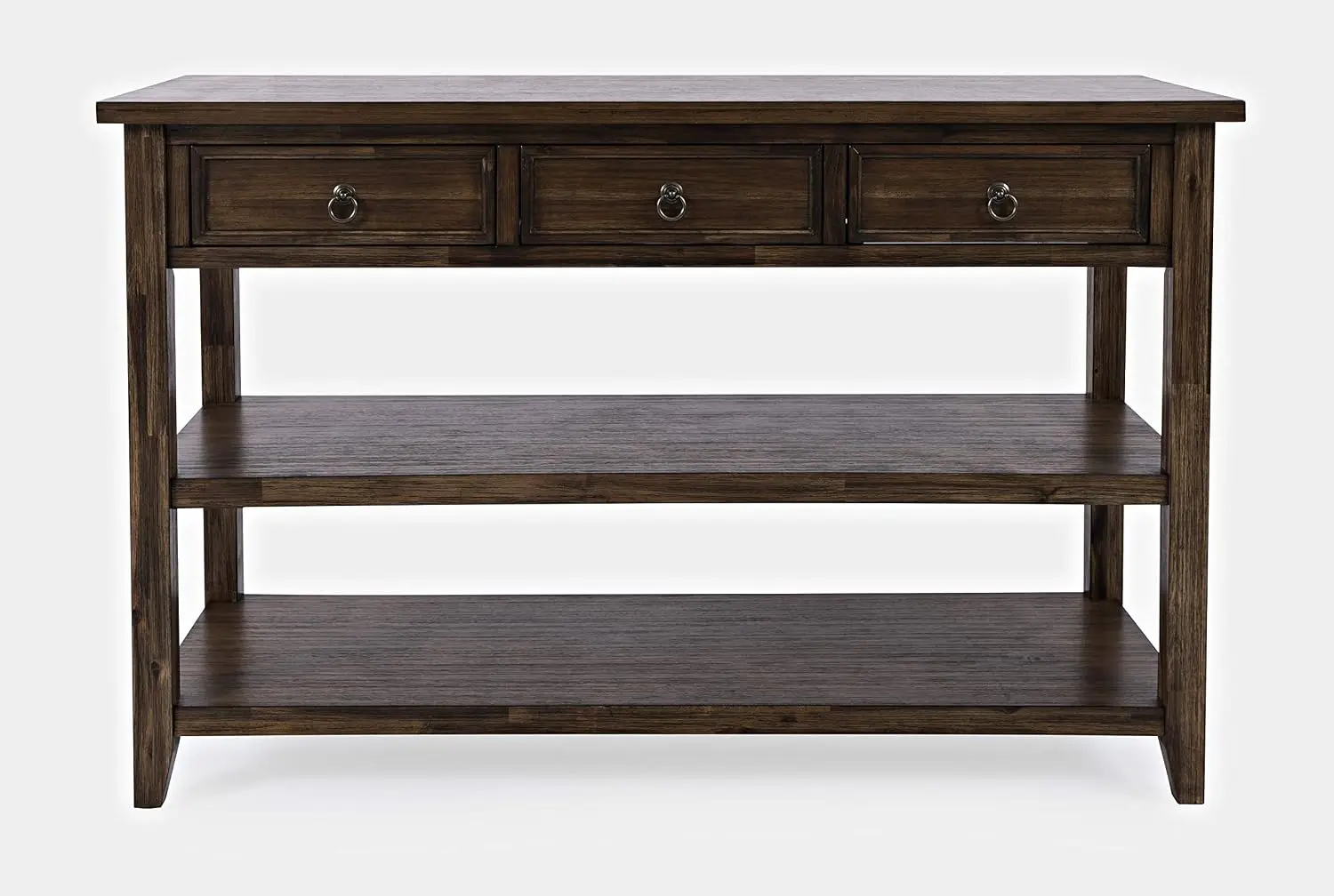 Acacia Wood Sofa Console Table with 3 Drawers, Mission Style Entryway Accent Table, Wire Brush Brown, Customized