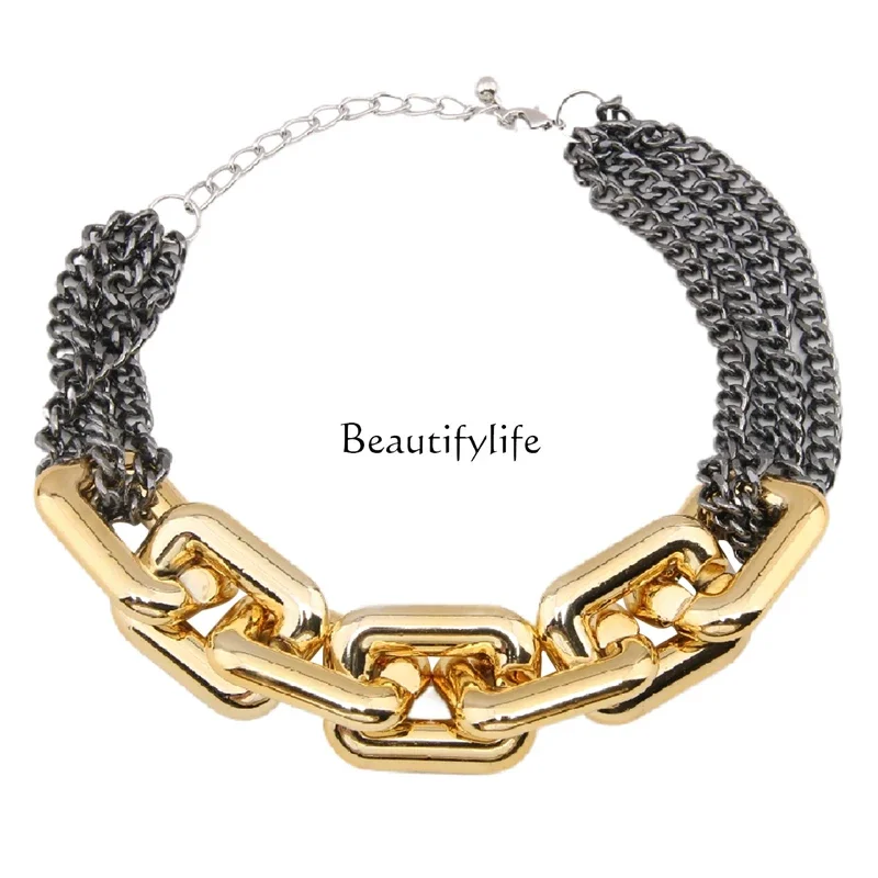 

Heavy Industry Exaggerated Gold Thick Chain Splicing Sweet Cool Accessories