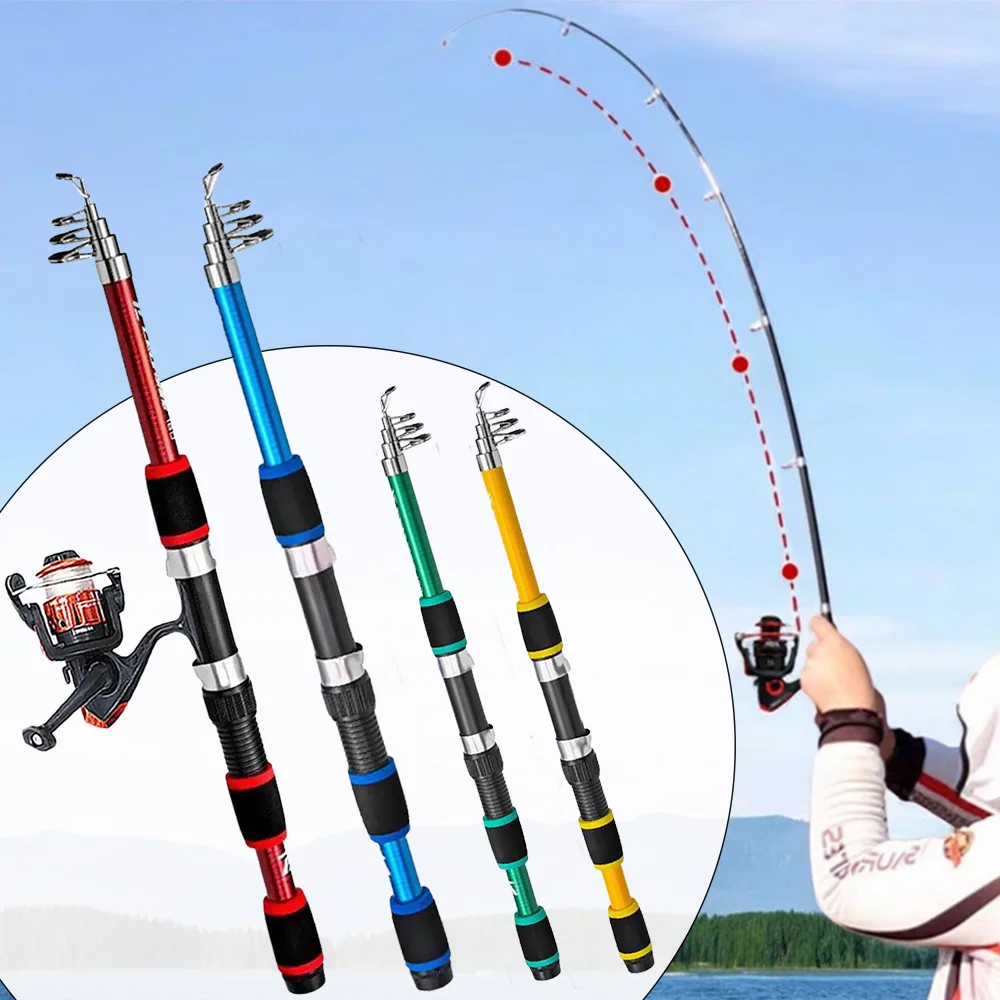 

1.8M Telescopic Fishing Rod Portable Mini Sea Pole with Spinning Reels Travel Outdoor Lightweight Fishing Rod Flying Fishing