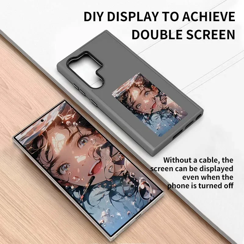 

Новый технологический чехол для телефона с функцией NFC E-ink для Samsung S24ultra DIY, четырехцветный экран, беспроводная передача
