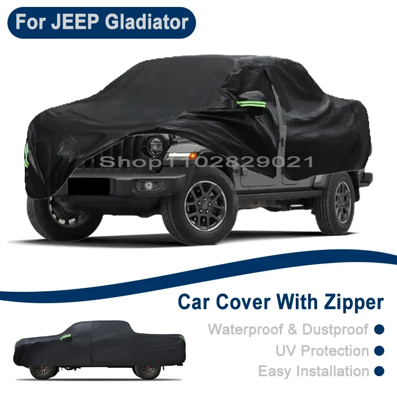 

Outdoor Full Vehicle Cover For JEEP Gladiator - Side Zipper Design, Waterproof Dustproof Sun Protection Car Cover