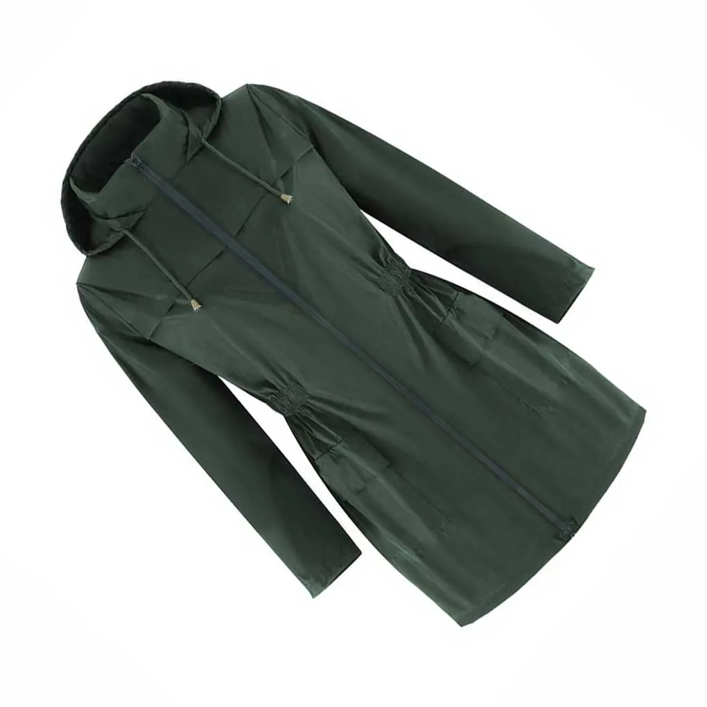 Chaqueta deportiva para mujer, abrigo impermeable a prueba de viento para exteriores para niñas, verde negruzco, M