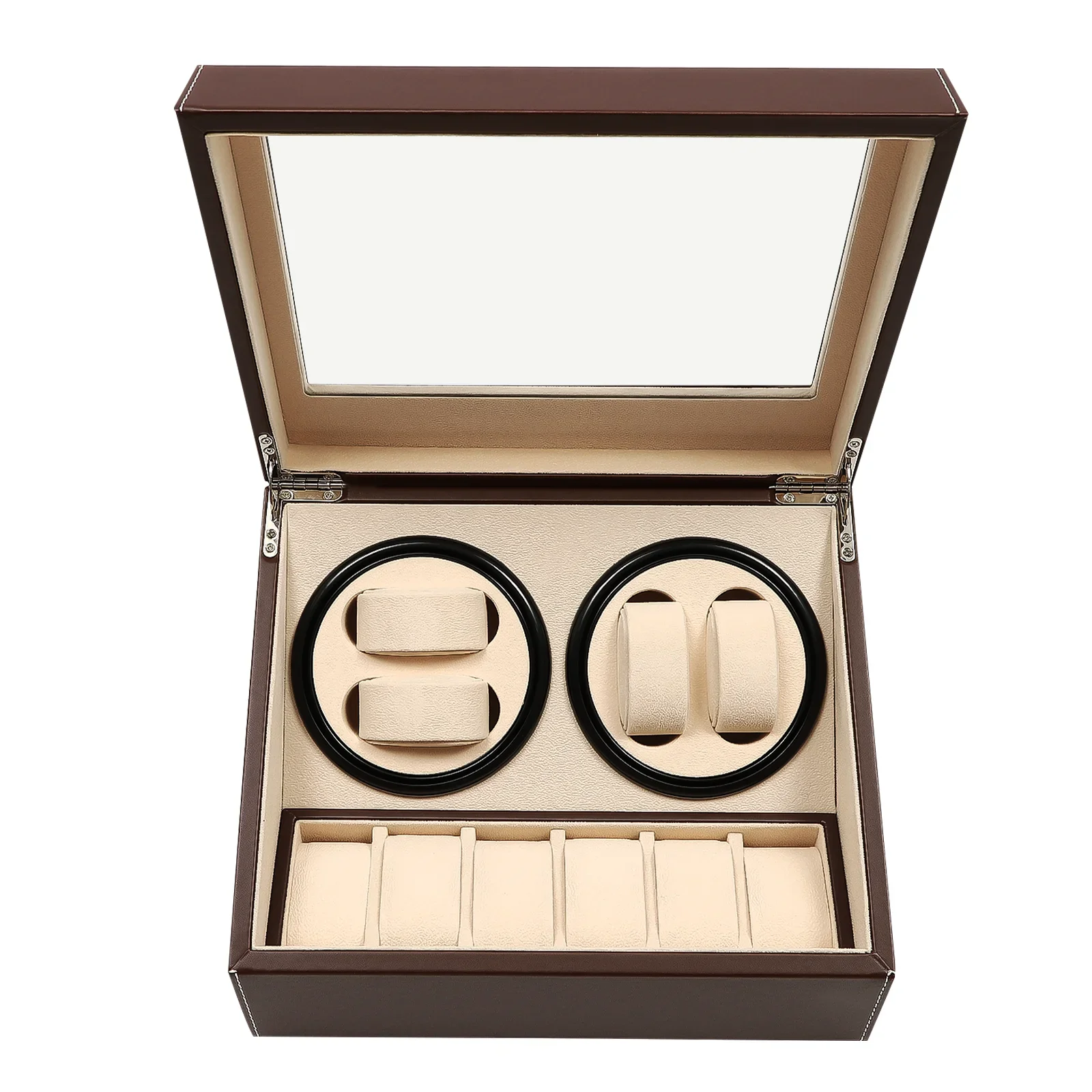 

Кожаный автоматический виндер для часов на 4+6 мест, вращающийся органайзер для хранения и демонстрации часов, подарки