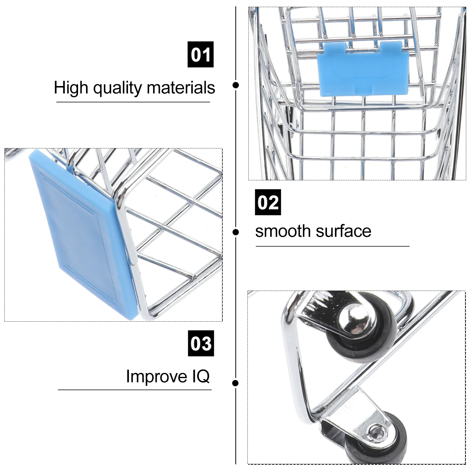 

Mini Shopping Cart Metal Sky Blue Durable Creative Desk Organizer Book Shelf Home Office Decor Candy Gift Basket