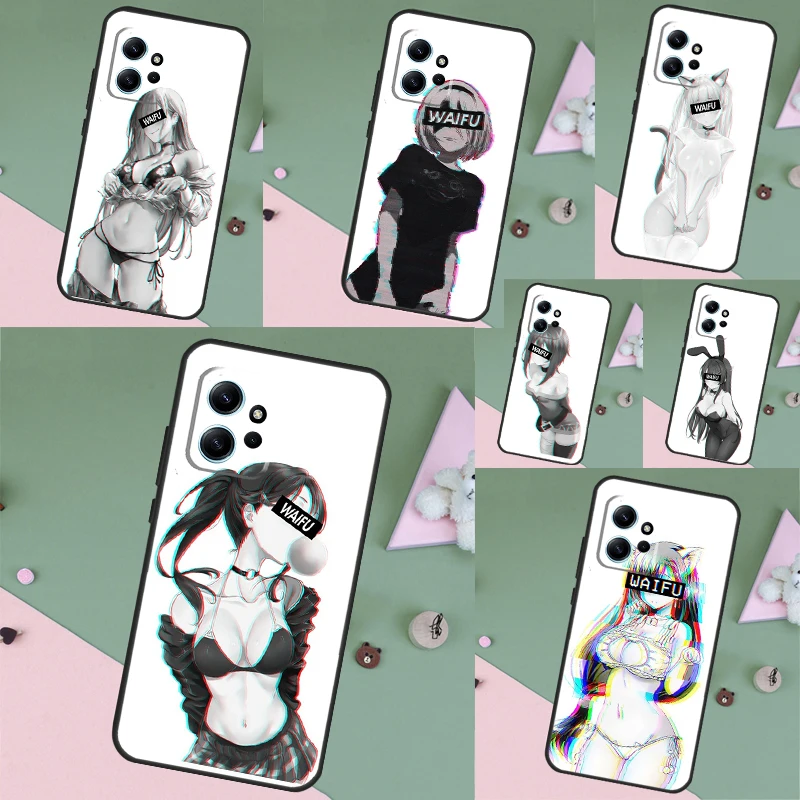 Funda Sugoi Senpai Anime Waifu Sexy Girl para Xiaomi Redmi Note 14 Pro 13 12 11 10 15 Pro Plus Redmi 15 C 13 10C 12C 13C 14C