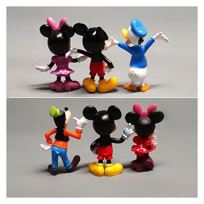 6 pçs/set Disney Anime Figuras Mickey Mouse Minnie Mouse Festa de Aniversário Decoração de Bolo Figuras de PVC Brinquedos Infantis