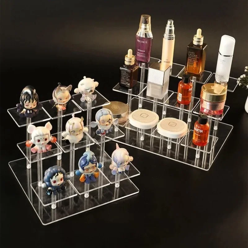 Acrylic Transparent Blind Box Display Shelf Storage Ladder Perfume Bubble Matt Table Watch Layering Rack for Home Organization