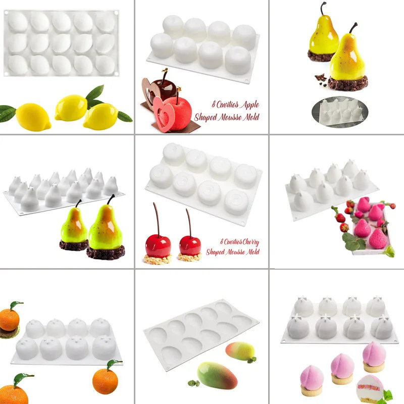 

Pineapple Pear Peach Fruit Series Cake Silicone Mold Mango Orange Baking Mousse Mould Strawberry French Dessert Mousse Cake Mold