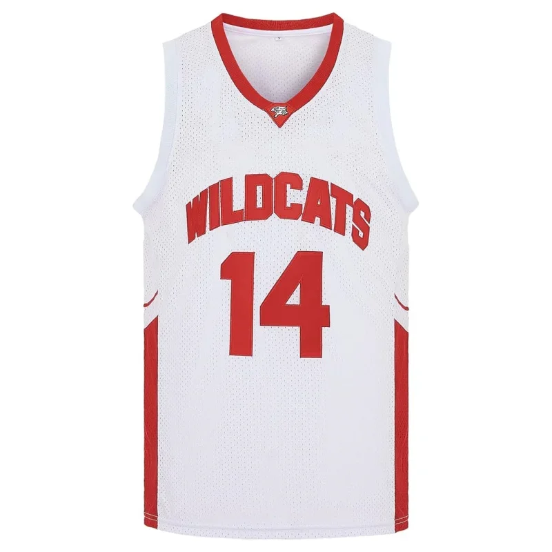 Película Wildcats High School #   14 Troy Bolton camiseta de baloncesto camiseta deportiva Cosplay disfraces de fiesta de Halloween para hombre #   1 #   W.