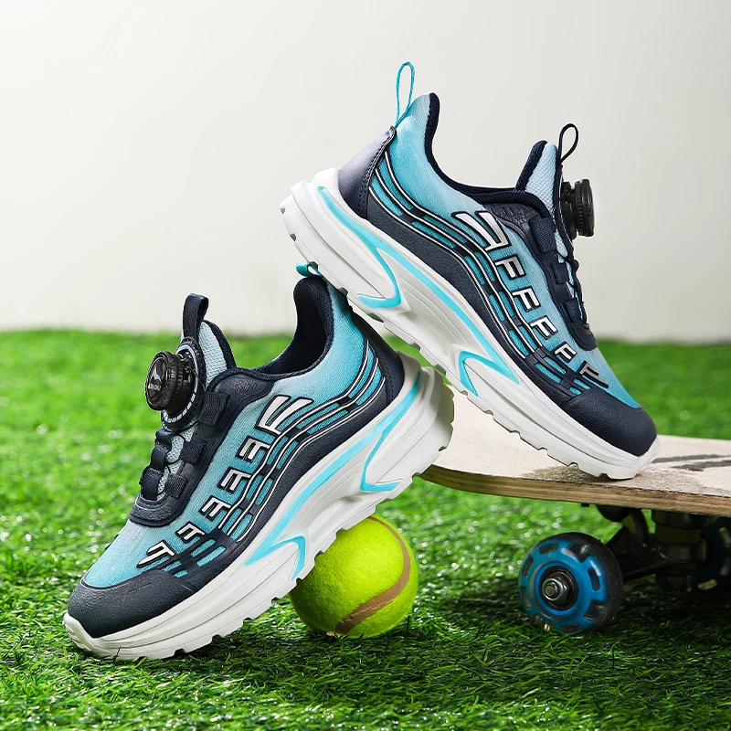 

A pair of children's color line lightweight sneakers easy rotary buckle lightweight cushion comfy all-day outdoor shoes JY-2986