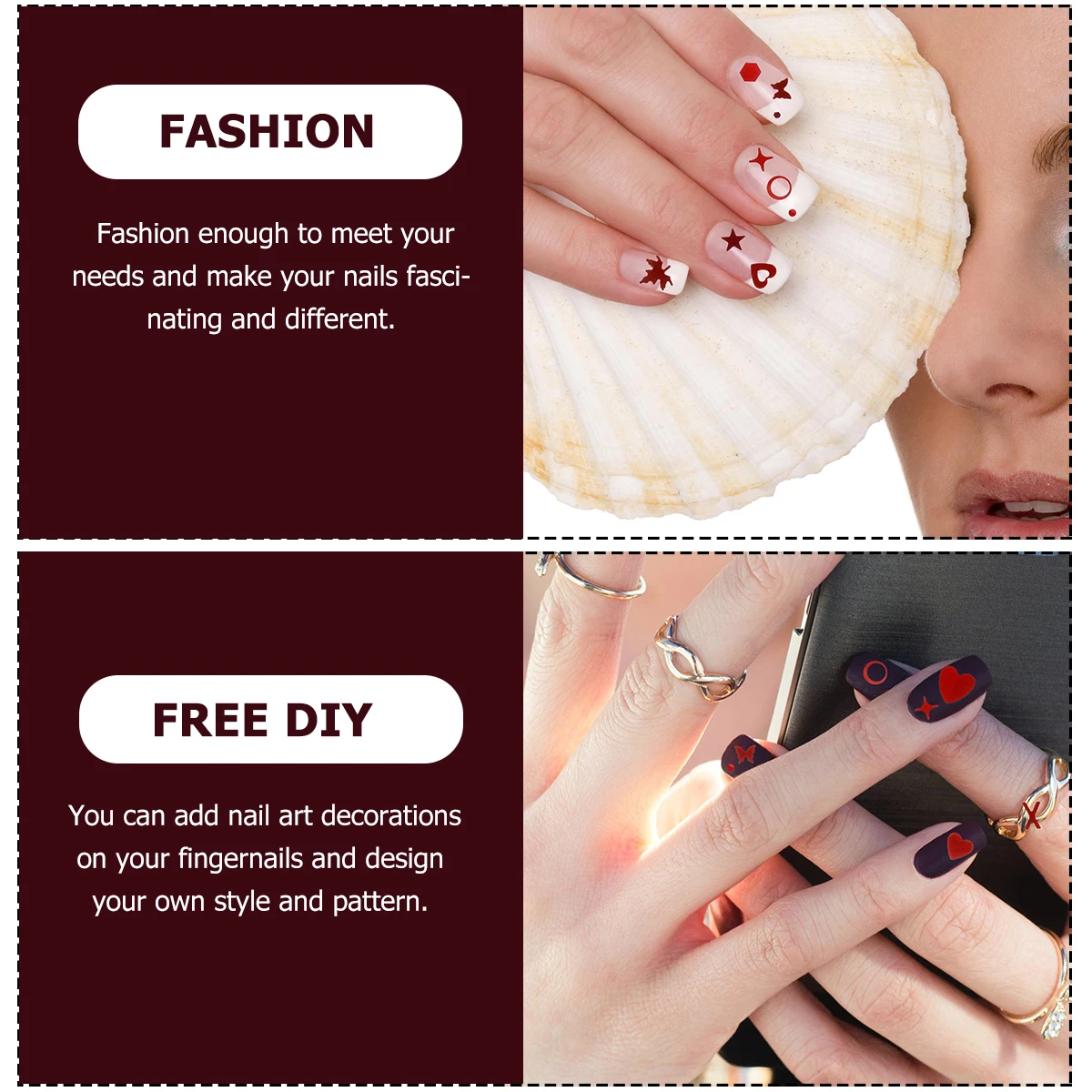 

2 Boxes Nail Decor Art Accessories Heart Glitter Polish Confetti Valentine's Day Decorations Kit Red Disc