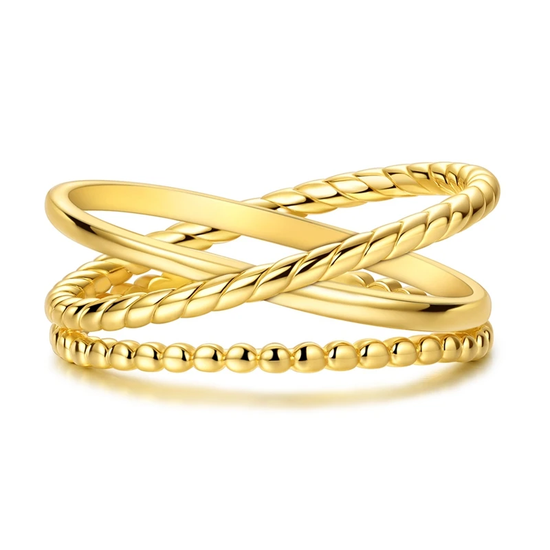 925 Sterling Silver Gold Plated Openwork Vines Ring
