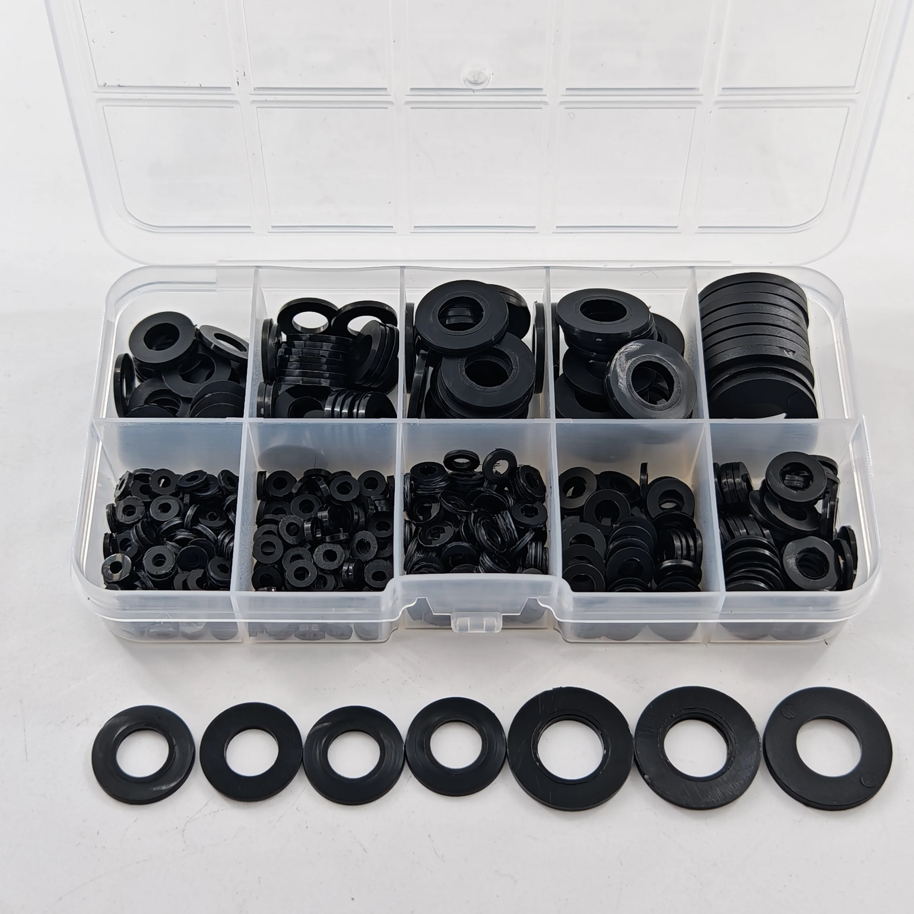 500pcs Nylon Washer Flat Assortment Set with 8-size Safety Plates M2 M2.5 M3 M4 M5 M6 M8 M10 Nylon Sealing Washers image 6