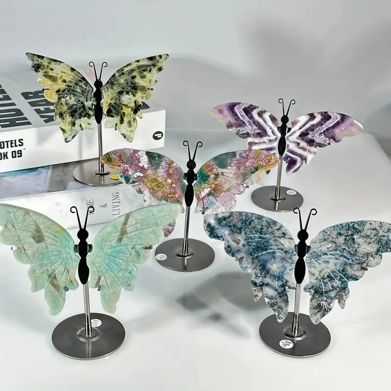 1pair Natural Crystal Butterfly Wings For Home Decoration Christmas Holiday Gift Romantic Gift Office And Home Decoration