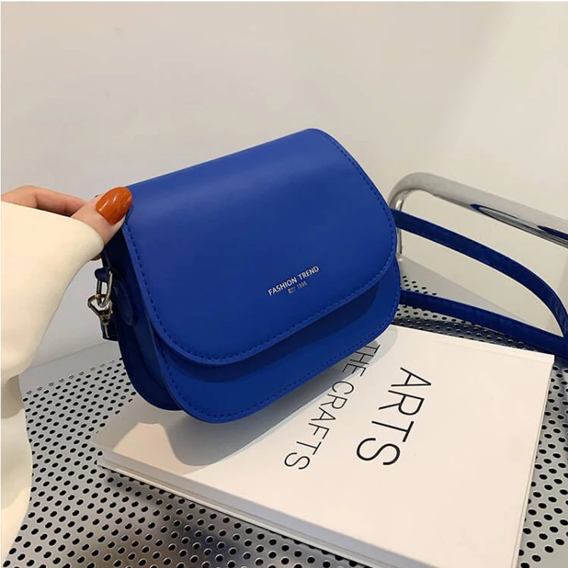 Yogodlns Trendy Sattel Schulter Tasche Frauen PU Leder Umhängetasche Einfache Feste Farbe Klappe Umhängetasche Designer Handtaschen Beutel – Detail 30