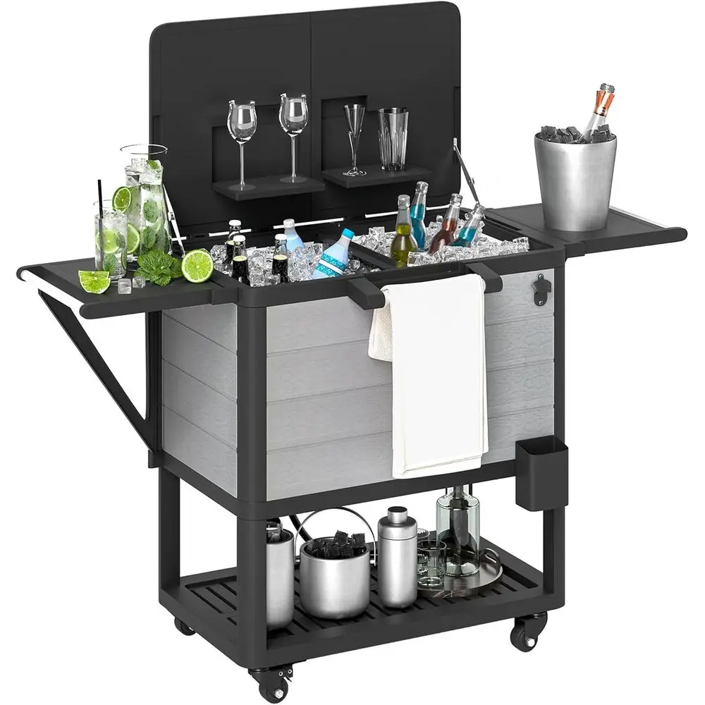 

Изотермический контейнер на колесах объемом 104 кварта с открывалкой для бутылок и полками для вечеринок на открытом воздухе