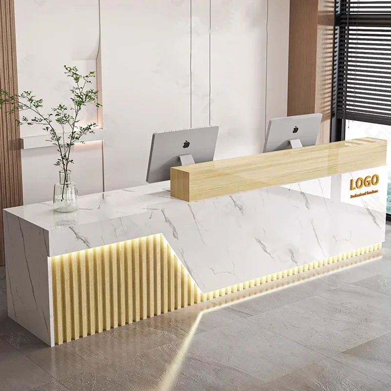 Office Luxury Reception Desks Design Podium Nordic Salon Reception Desks Modern Beauty Recepción Negocio Commercial Furniture