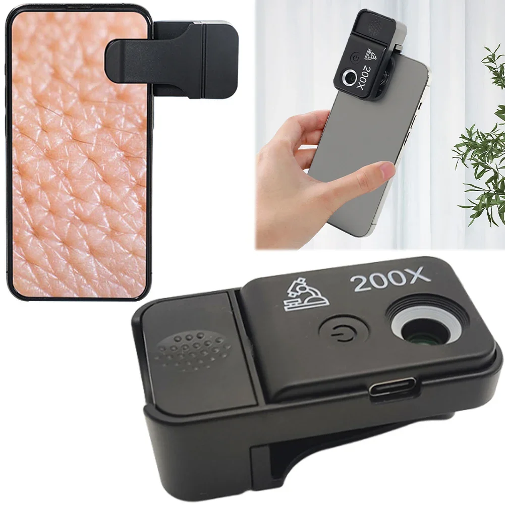 

200X Mobilephone Microscope USB Portable Microscopic Lens with CPL Filter LED Light Universal Clip for Andriod Phone/iPhone/iPad